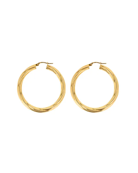 9CT Y/G TWIST HOOPS 4mm/30mm