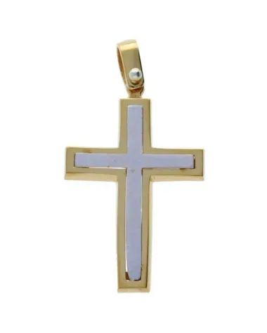 18CT T/T SQUARE CUT CROSS 23mm