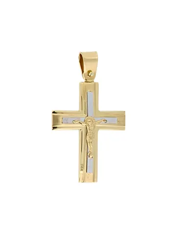 18CT T/T SQUARE CRUCIFIX 26mm