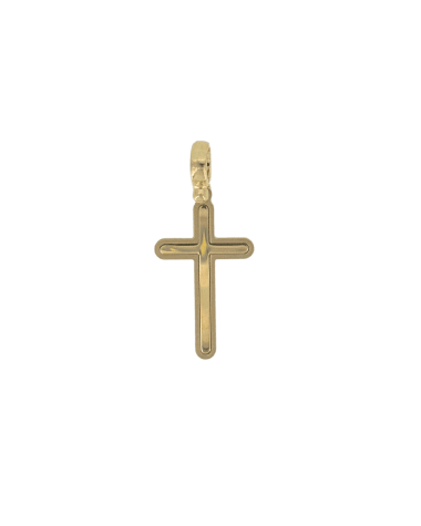 18CT Y/G ROUND CROSS 25mm