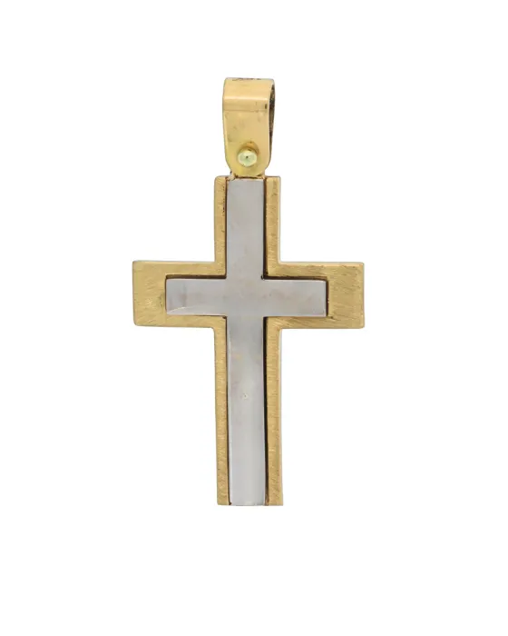 18CT T/T SQUARE CUT CROSS 23mm