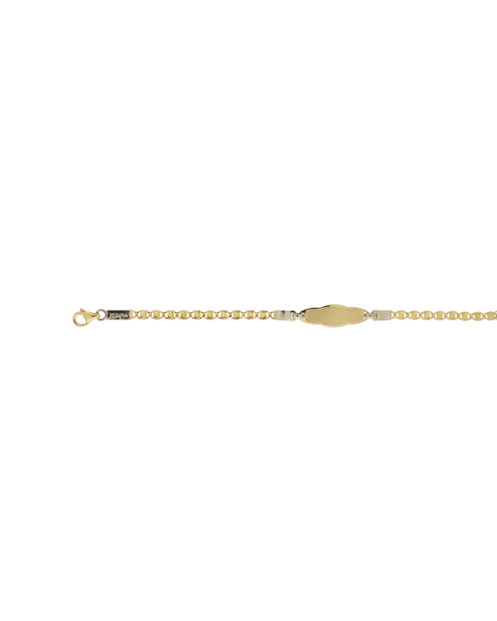 18CT T/T ID BRACELET OVAL 14cm
