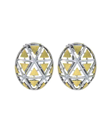 18CT TT OVAL EARRINGS