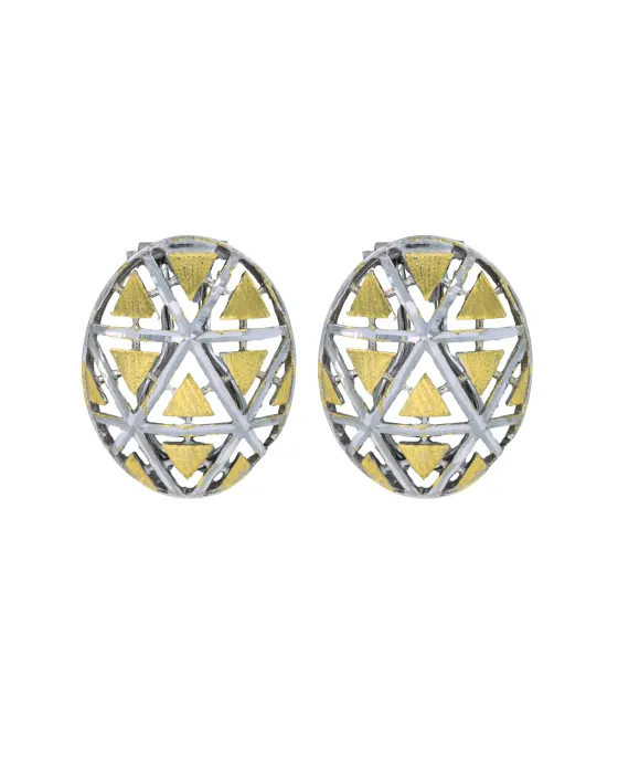 18CT TT OVAL EARRINGS