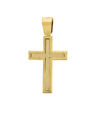 18CT Y/G SQUARE CUT CROSS 23mm