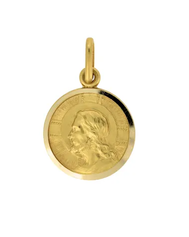 18CT Y/G JESUS MEDAL 13mm